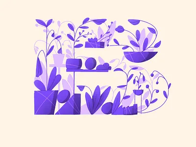 36 days of type - B 36days alphabet composition daily design drawing floral flower illustration ipad letter lettering organic plants procreate
