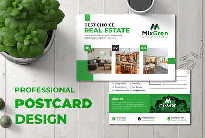 Postcard design advertisement advertising agency agent broker card commercial company home house invitation lease loan mortgage multipurpose negotiator open post postcard professional