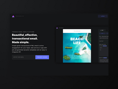 Transmute Email - Landing Page dark email marketing landing page ui saas design saas landing page