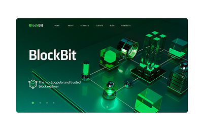 BlockBIt Landing page 3d blender blockchain crypto website