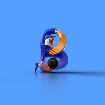 36 days of type - B 3d blue bowling character design illustration indoor letter redshift sport typography