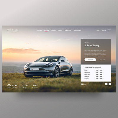 Tesla concept design flat minimal promo ui ux web website