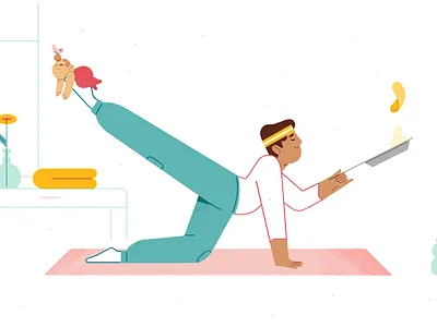 Cool dad character character design child cooking dad family illustration inspiration photoshop styleframe yoga