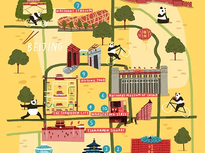 Beijing Map - Jaq Jaq Bird beijing childrens book childrens illustration map map illustration