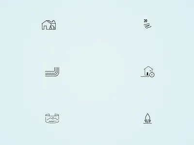 Water related pictograms for a map affinity designer design icon design illustration pictograms vector