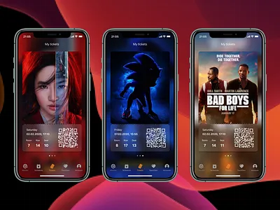 Movie Tickets Booking - Mobile App IOS dark interface dark theme design ios ios 13 mobile app design movie