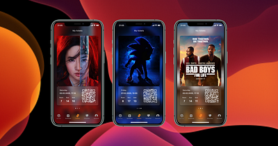 Movie Tickets Booking - Mobile App IOS dark interface dark theme design ios ios 13 mobile app design movie