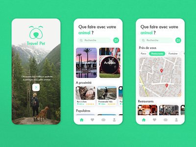 Pet Travel app airbnb app app design branding cat design designer dog green logo map pet pet care pets rental rental app ui uidesign ux