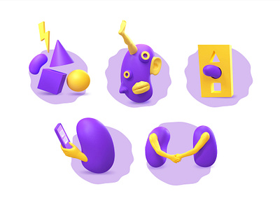 Crazy digital purple icon 3d 3d art abstract character cool crazy creative creative design digital eye funny geometry icon illustration legs minimalism purple web webdesign yellow