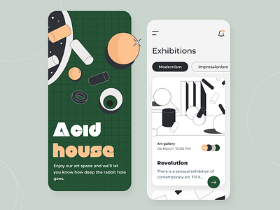 Art Space - Mobile app concept app arounda art color concept contemporary event exhibition figma gallery golden grid illustration interface modern palette portfolio ratio sketch ui ux