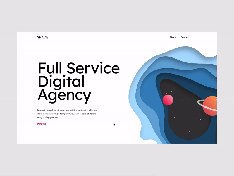 Space Agency Concept adobe xd animation concept design illustration minimal parallax ui ux vector website