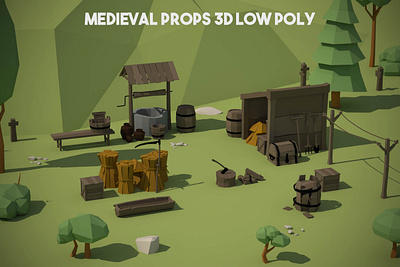 Free Medieval Props 3D Low Poly Models 3d game assets gamedev low poly low poly lowpoly lowpolyart props