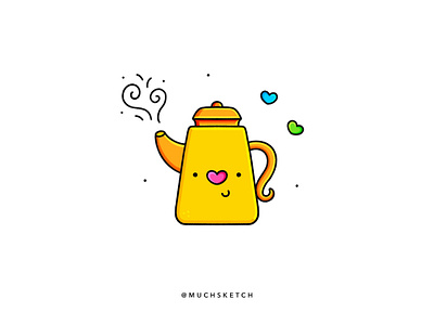 Teapot ☕️ character design characterdesign color colorful cute hearts illustration illustrator kettle line art line design line drawing line work lineart linework minimal procreate tea pot teapot yellow