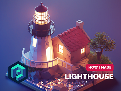 Lighthouse Tutorial 3d blender diorama illustration isometric lighthouse low poly lowpoly lowpolyart render tutorial