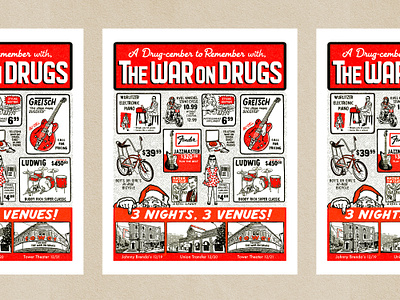 The War On Drugs "A Drug-cember To Remember" gigposter hand lettering illustration poster poster design printmaking rockposter screenprint