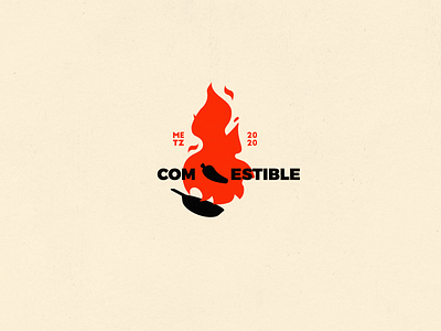 Com-estible Logo 2d chili communication communication agency design fire flame flat food graphic design hot illustration illustrator kitchen logo meal red redesign vector