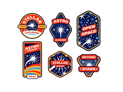 Space Badges abstract astronomy badge badge logo galaxy label labels logo retro space stars sticker universe vintage vintage retro zodiac