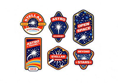 Space Badges abstract astronomy badge badge logo galaxy label labels logo retro space stars sticker universe vintage vintage retro zodiac