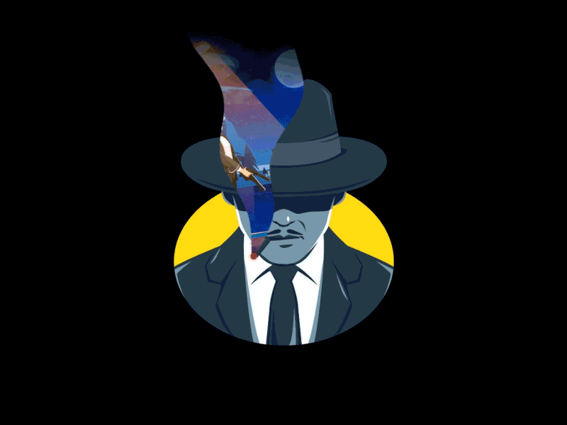 Mysterious Man animation animation 2d design design art designer detective minimal revenge smoke smoky story ui uiux ux ux design