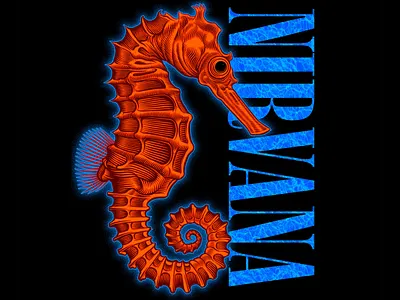 Nirvana "Seahorse" T-shirt apparel band graphic design grunge illustrator merchandise nirvana ocean rock seahorse t shirt vector