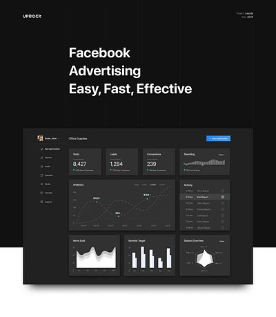 saas dashboard Leadza advertise advertising app dashboard dashboard ui easy effective facebook fast saas ui uidesign ux