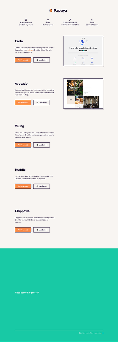 Papaya Redesign css download free freebie landing page responsive template ui ux web design website