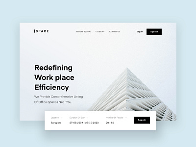 SPACES Landing Page clean design finder minimal minimalist office spaces real estate ui ui design ux website