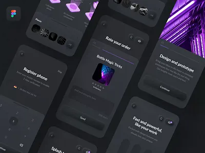 Freebie Neumorphic / Skeuomorphic Dark elements - Figma 2020 trend app dark application clean black dark app dark ui design trend figma freebie ios minimal neomorphism neumorphic neumorphism purple skeumorphic skeumorphism skeuo skeuomorph trending night