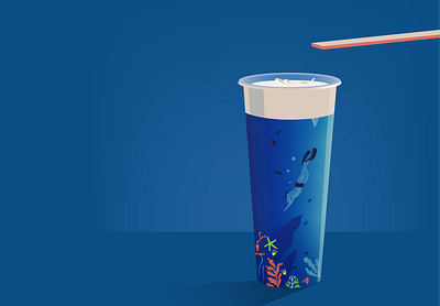 tea with milk deep dive drink illustration jellyfish tea underwater