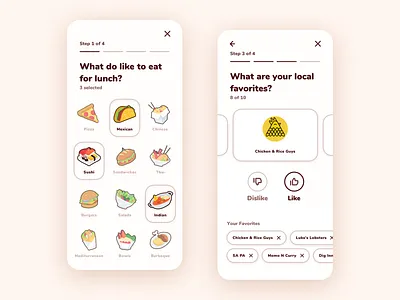 Food App UI app design app ui burger design food app illustration illustrator interaction interaction design pizza taco ui