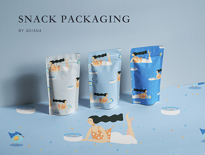 Snack packaging bird design girl illustration packaging