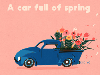 A car full of spring～！ app branding characterdesign illustration illustration design typography ui vector web