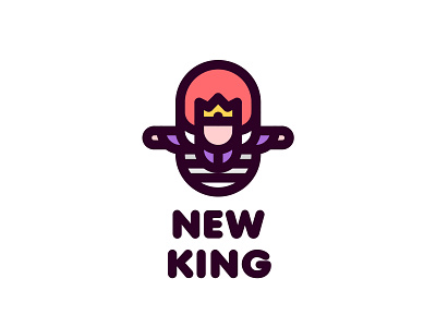 New King Logo 196 brand branding coronation crown fairy tale illustration king ladder leader legend line logo logotype man middle ages myth outline victory win winner