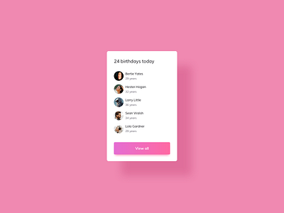 Birthdays List UI Design birthday birthday list component daily ui dailyui ildiesign list component list ui ui ui design ui pattern ux ux design