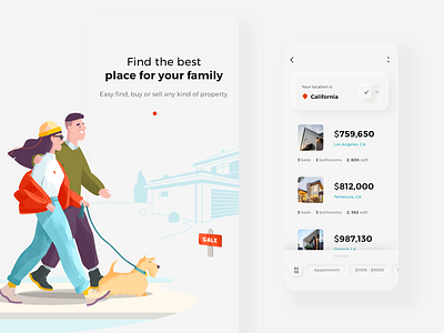 Property search mobile app design android button couple design dog house illustration illustration art illustration design mobile mobile app design sale ui user user interface design userinterface ux