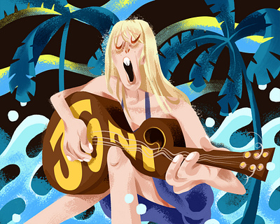 Joni Mitchell characterdesign freelance illustrator graphic design illustration portrait typogaphy