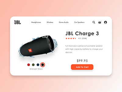 E-Commerce Shop - JBL Charge 3 Speakers 012 adobe xd colors dailyui dailyuichallenge e commerce design e commerce shop e shop jbl jbl charge 3 speakers jbl charge 3 speakers minimalist minimalistic shop shopping cart shopping website uibucket web white