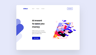 Daily UI #3 - Billbot Landing Page daily 100 challenge daily ui daily ui 003 daily ui 3 daily ui landing page dailyui home page homepage homepage design landing page landing page design landing page ui landingpage website homepage