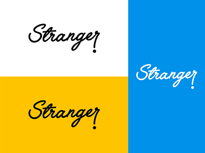 Stranger Logo Branding blue brand identity branding branding design concept dailylogochallenge drawing dribbble flat handwritten logo logo challenge logodesign minimal stranger vector yellow