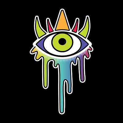 DrippingEye sticker colorful drip dripping eye horned illustration