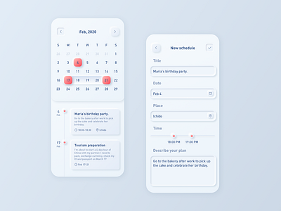 Neumorphi_calendar_Bright calendar ui schedule ui 设计