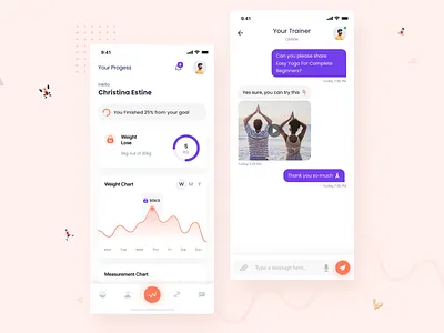 Coachr app card design chart chat app dashboard app dribbble fitness app fitnessapp gym app minimal tracking app uidesign uiux
