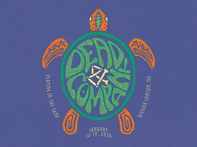 Dead & Company - Shellshocked apparel design drawing graphic hand drawn illustration lettering letters merch psychedelic sea texture turtle typography