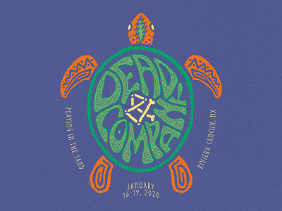 Dead & Company - Shellshocked apparel design drawing graphic hand drawn illustration lettering letters merch psychedelic sea texture turtle typography