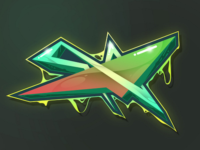 Letter X graffiti illustration logo typography vector