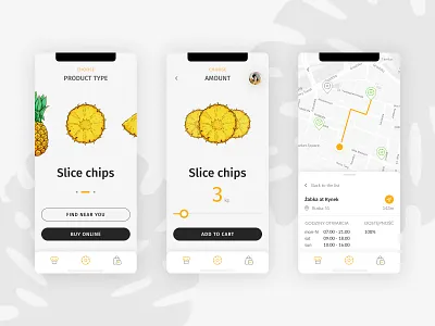 Pineapple e-commerce app app clean concept ecommerce illustration map mobile simple ui ux vector