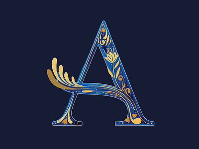 A - 36 Days of Type 36dayoftype gold illustration letterform typeform typography watercolor