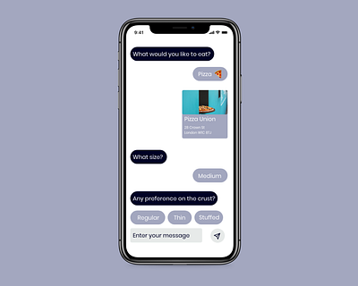 Food Delivery Chatbot app chatbot dailyui dailyui013 dailyuichallenge design ios mobile ui productdesign ui uidesign ux uxdesign