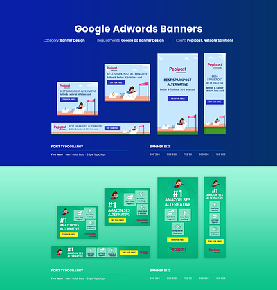 Google Ads Banner - Pepipost branding iconography illustrator photoshop