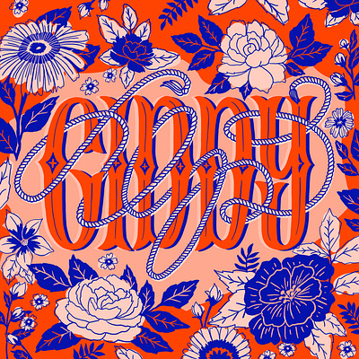 Giddy Up country cowboy cowgirl design floral flower pattern giddy up illustration kacy musgraves lettering lettering art lettering artist rope typography western yeehaw